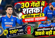 30 गेंद में शतक, 11 छक्के और 9 चौके… अभिषेक शर्मा ने अफगानिस्तान के खिलाफ मचाया तूफान